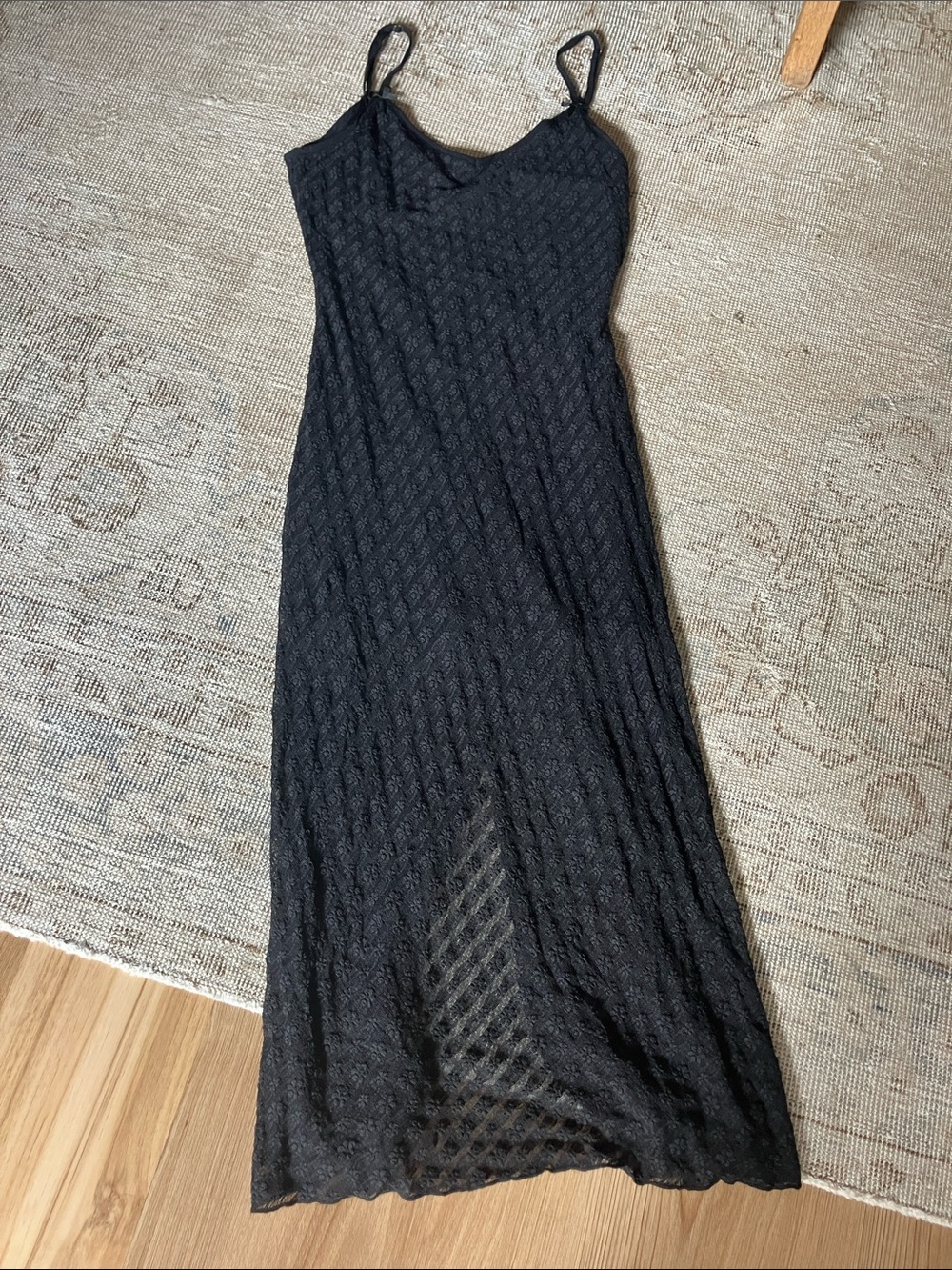 Black Lace Slip Maxi Dress - Women